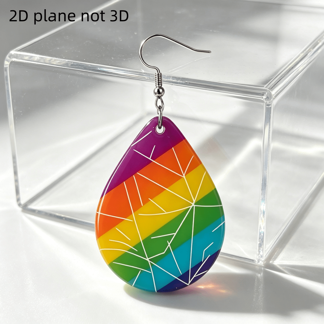 Rainbow Pride Teardrop Dangle Earrings, Acrylic Statement Jewelry